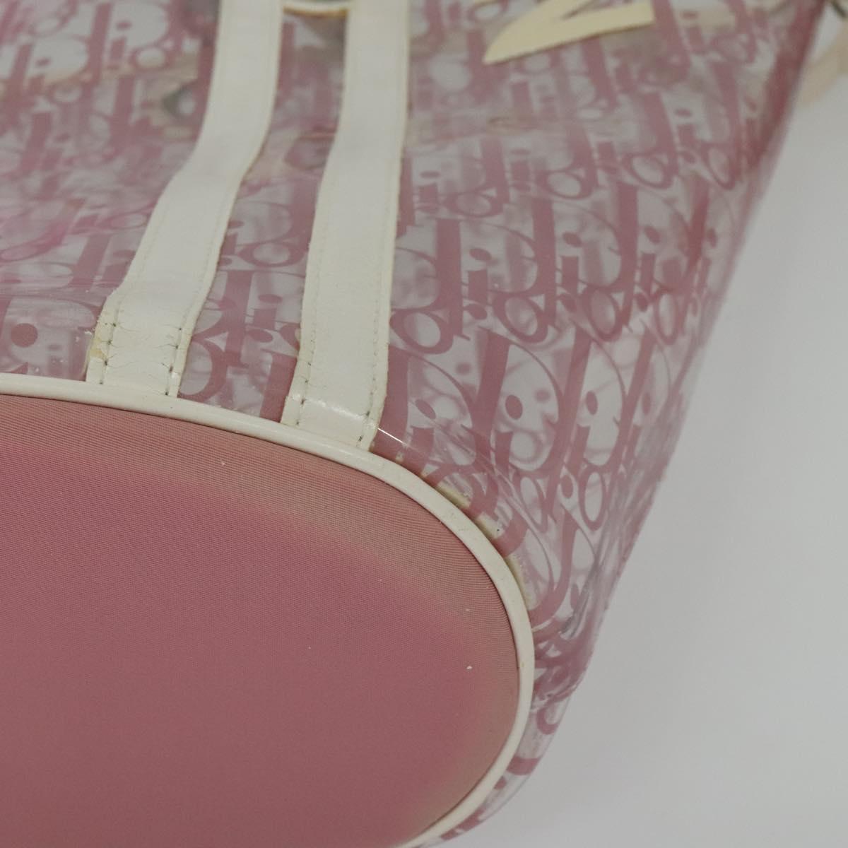 Christian Dior Trotter Canvas Hand Bag Vinyl Clear Silver Auth 140276