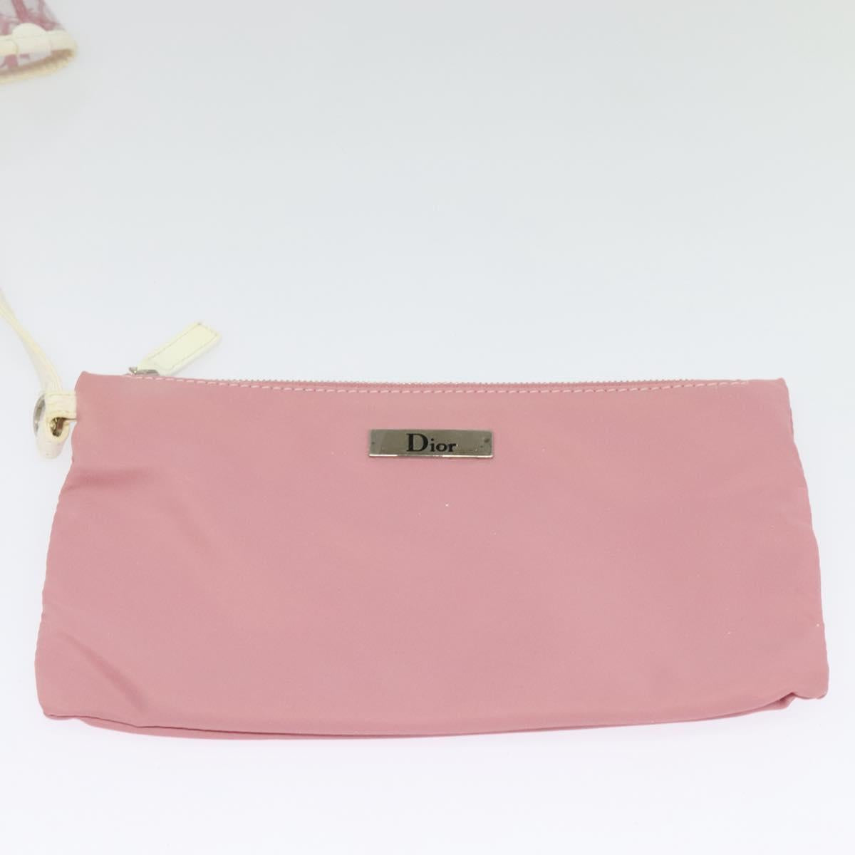 Christian Dior Trotter Canvas Hand Bag Vinyl Clear Silver Auth 140276
