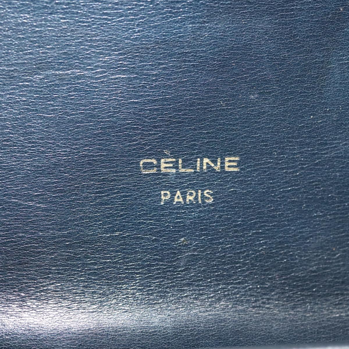 CELINE C Sulky Shoulder Bag Canvas Navy Gold Auth 140292