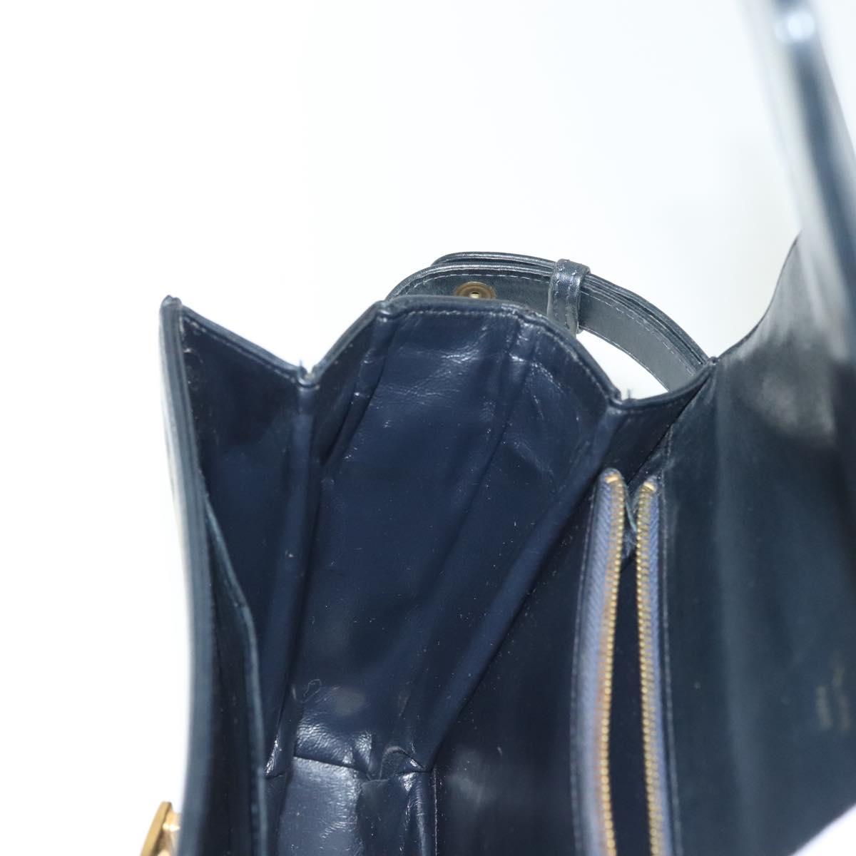 CELINE C Sulky Shoulder Bag Canvas Navy Gold Auth 140292