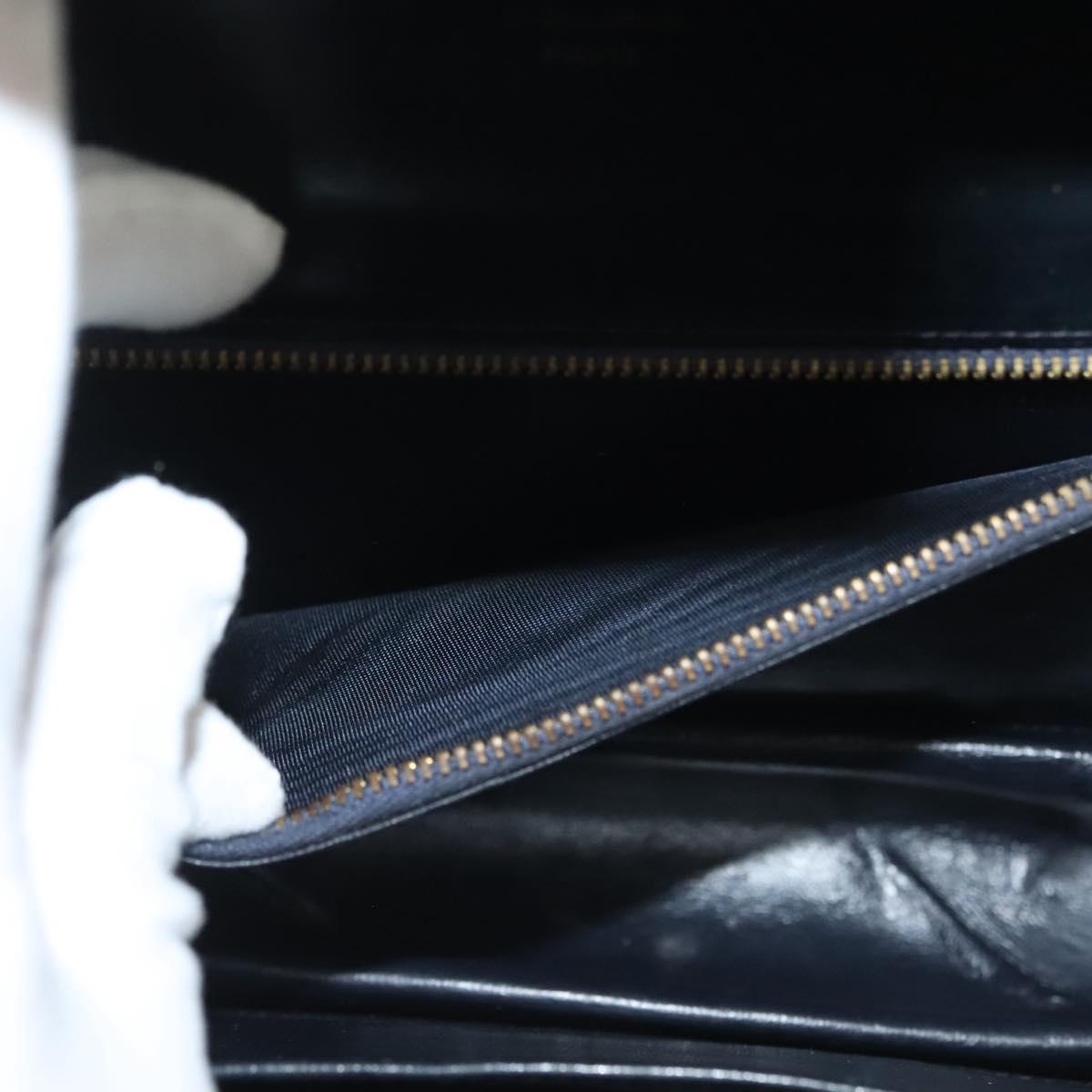 CELINE C Sulky Shoulder Bag Canvas Navy Gold Auth 140292