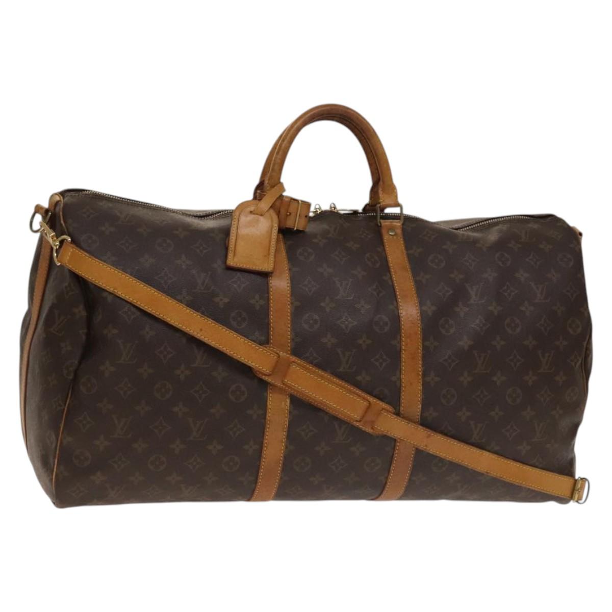 LOUIS VUITTON Monogram Keepall Bandouliere 60 Boston Bag M41412 LV Auth 140306