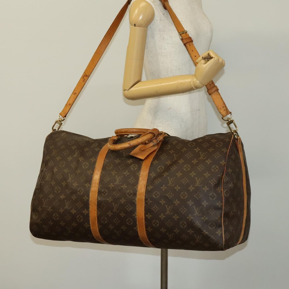 LOUIS VUITTON Monogram Keepall Bandouliere 60 Boston Bag M41412 LV Auth 140306