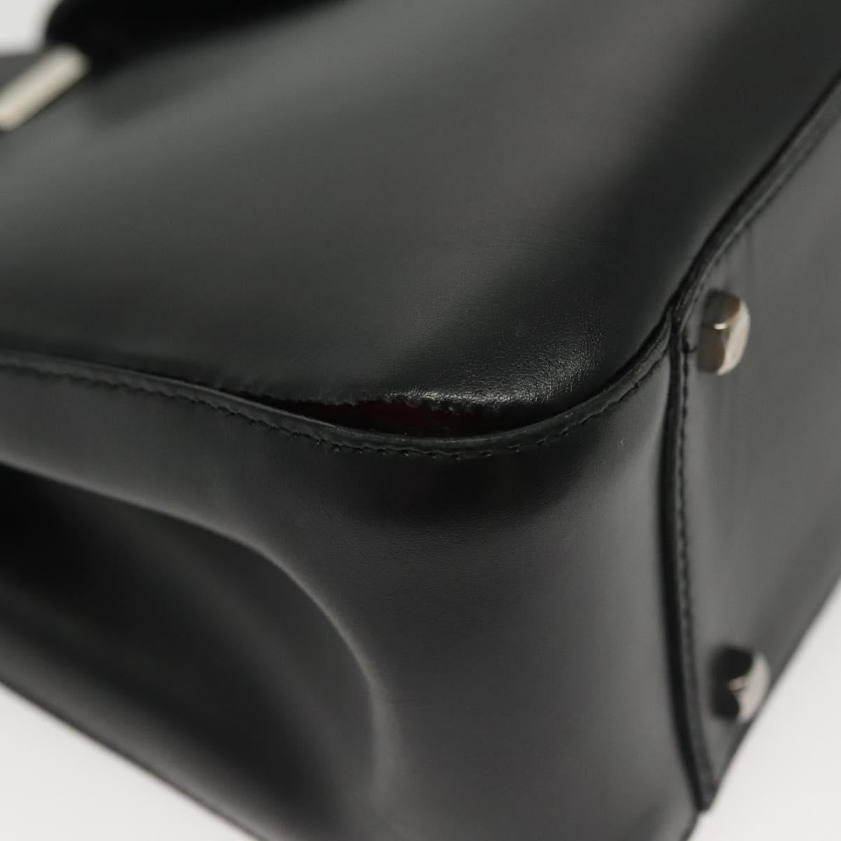 Salvatore Ferragamo Gancini Hand Bag Leather Black Silver Auth 140309