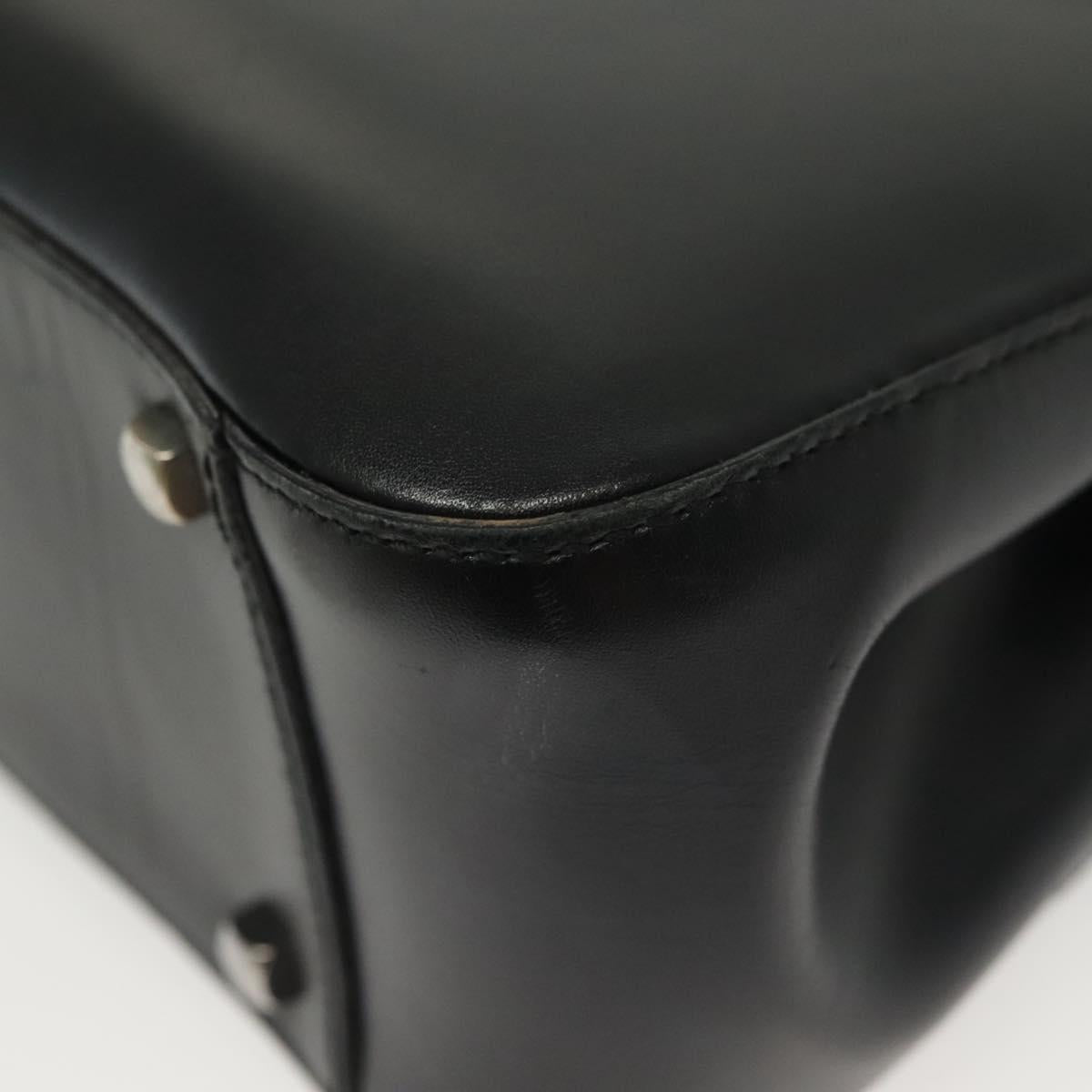 Salvatore Ferragamo Gancini Hand Bag Leather Black Silver Auth 140309
