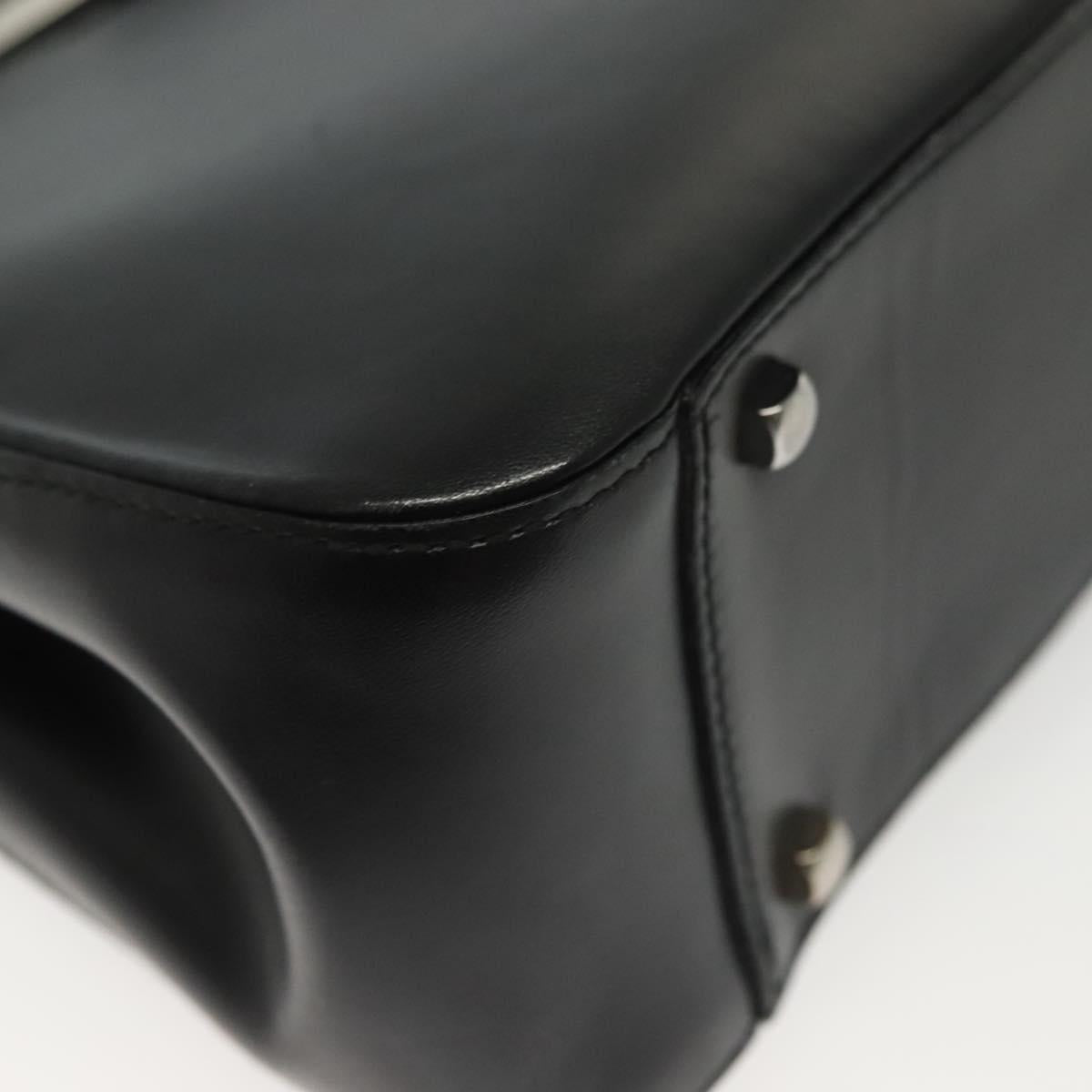 Salvatore Ferragamo Gancini Hand Bag Leather Black Silver Auth 140309