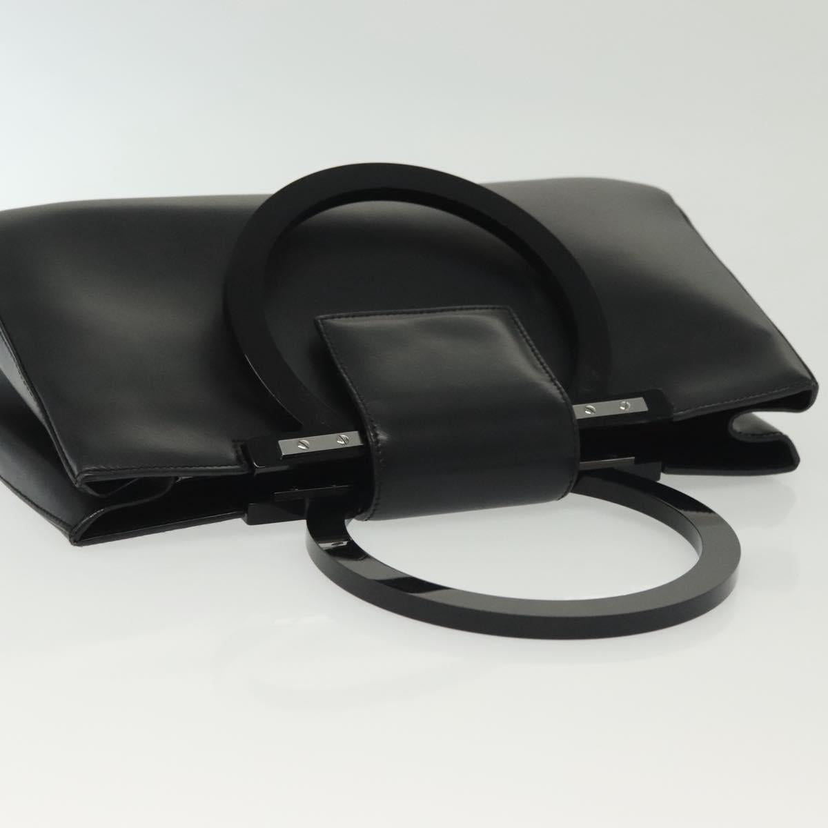 Salvatore Ferragamo Gancini Hand Bag Leather Black Silver Auth 140309