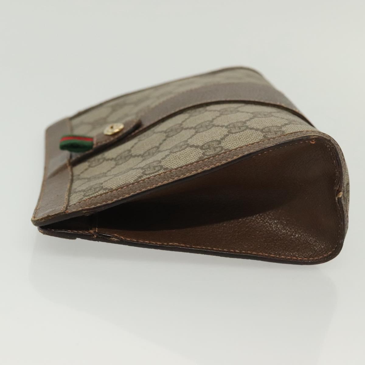 GUCCI GG Supreme Web Sherry Line Clutch Bag PVC Beige 156 01 032 Auth 140311