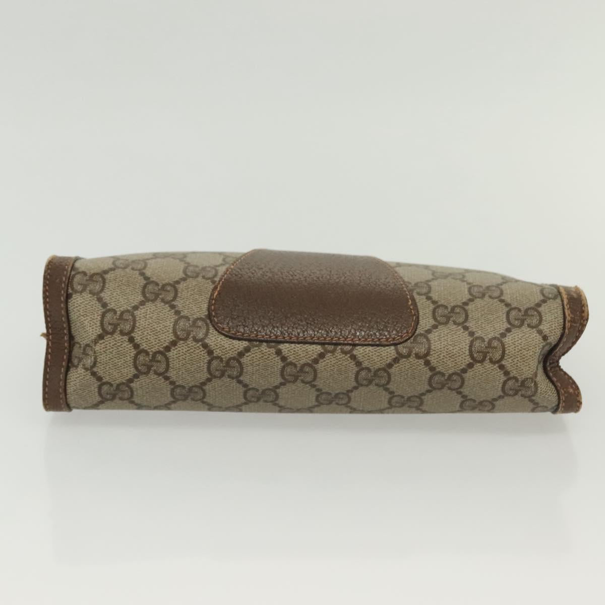 GUCCI GG Supreme Web Sherry Line Clutch Bag PVC Beige 156 01 032 Auth 140311