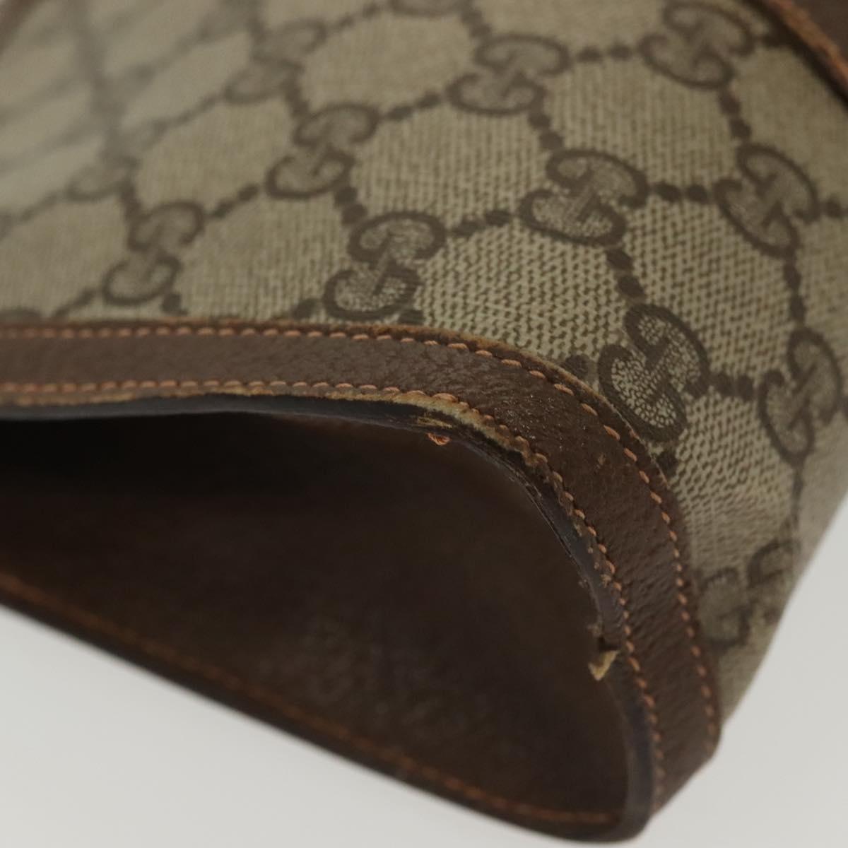 GUCCI GG Supreme Web Sherry Line Clutch Bag PVC Beige 156 01 032 Auth 140311