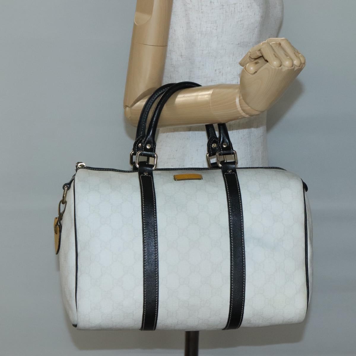 GUCCI GG Supreme Boston Bag PVC White Gold 193603 Auth 140312