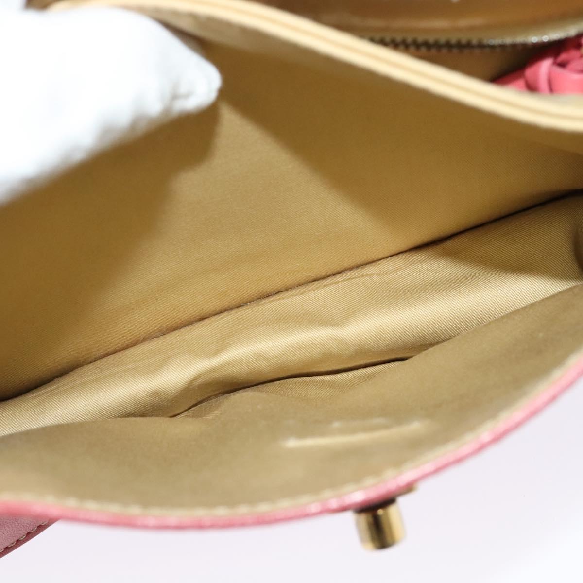Miu Miu Shoulder Bag Leather Pink Gold Auth 140313