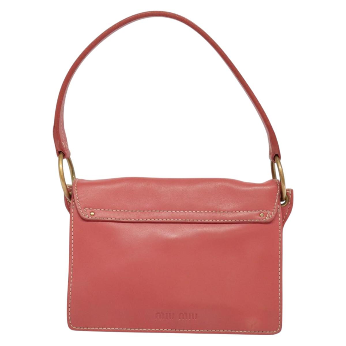 Miu Miu Shoulder Bag Leather Pink Gold Auth 140313
