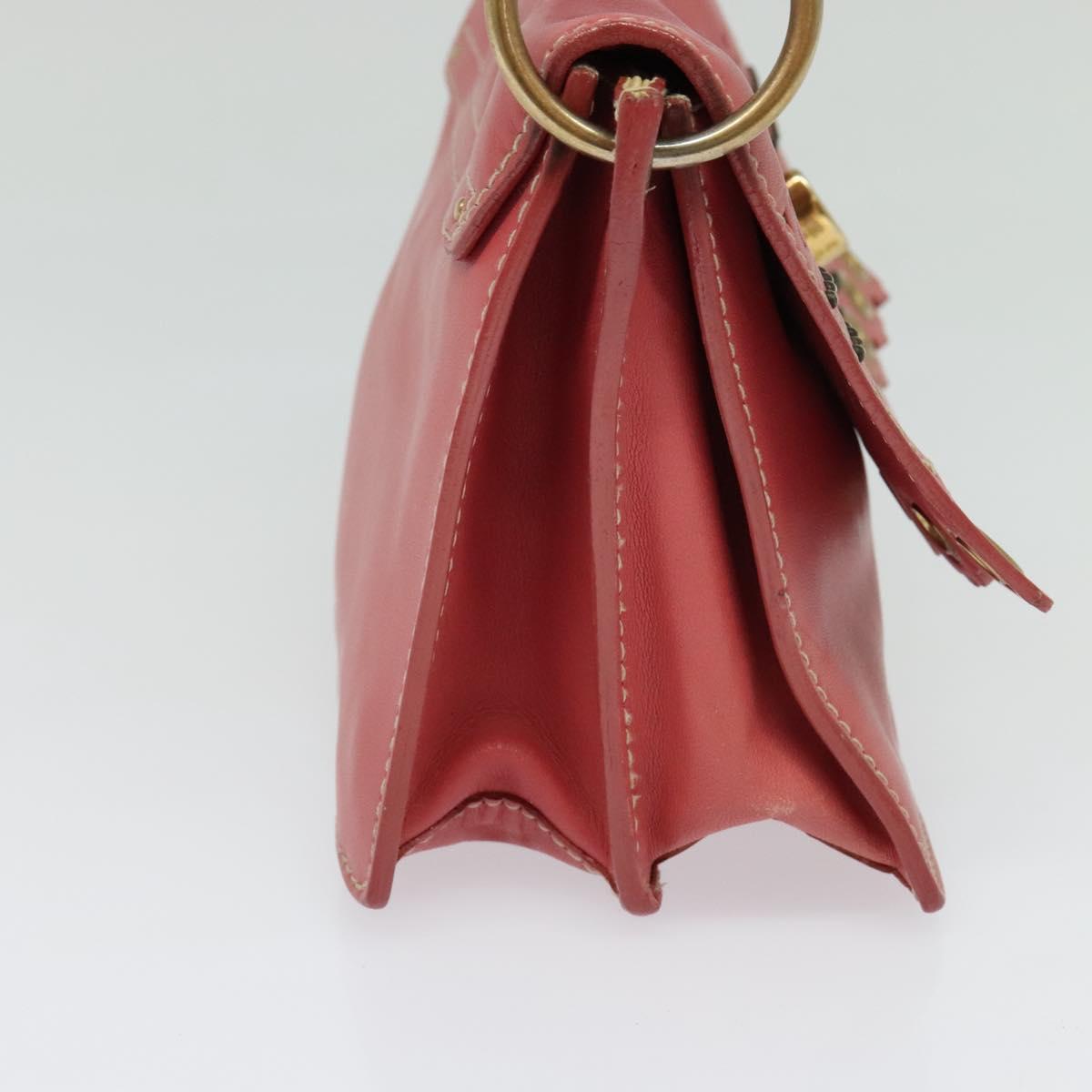Miu Miu Shoulder Bag Leather Pink Gold Auth 140313