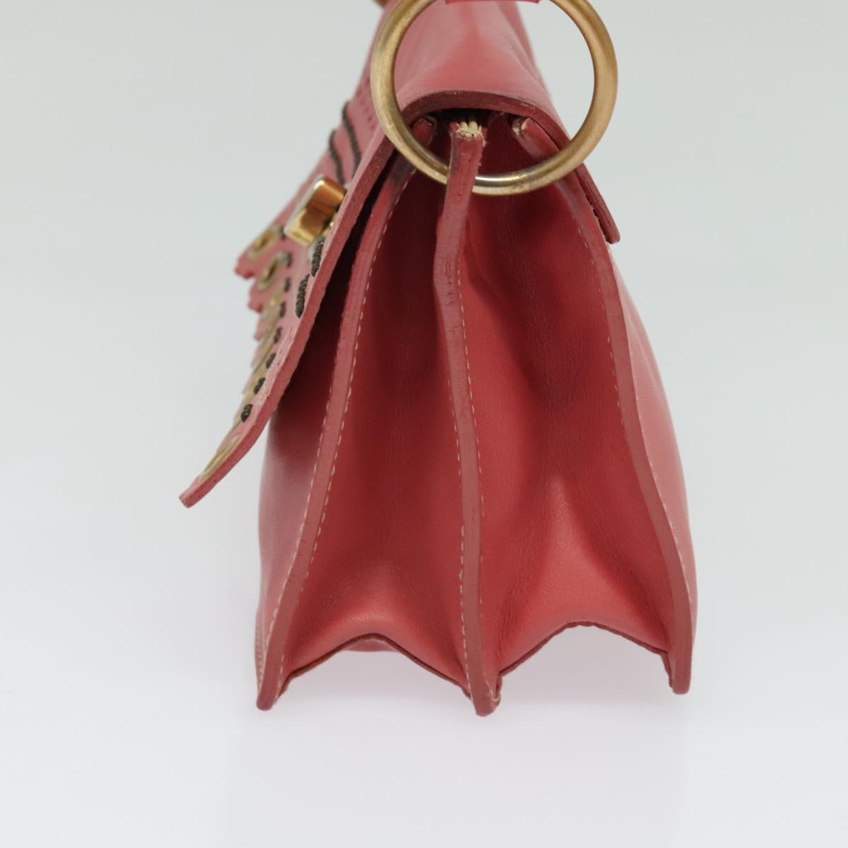 Miu Miu Shoulder Bag Leather Pink Gold Auth 140313