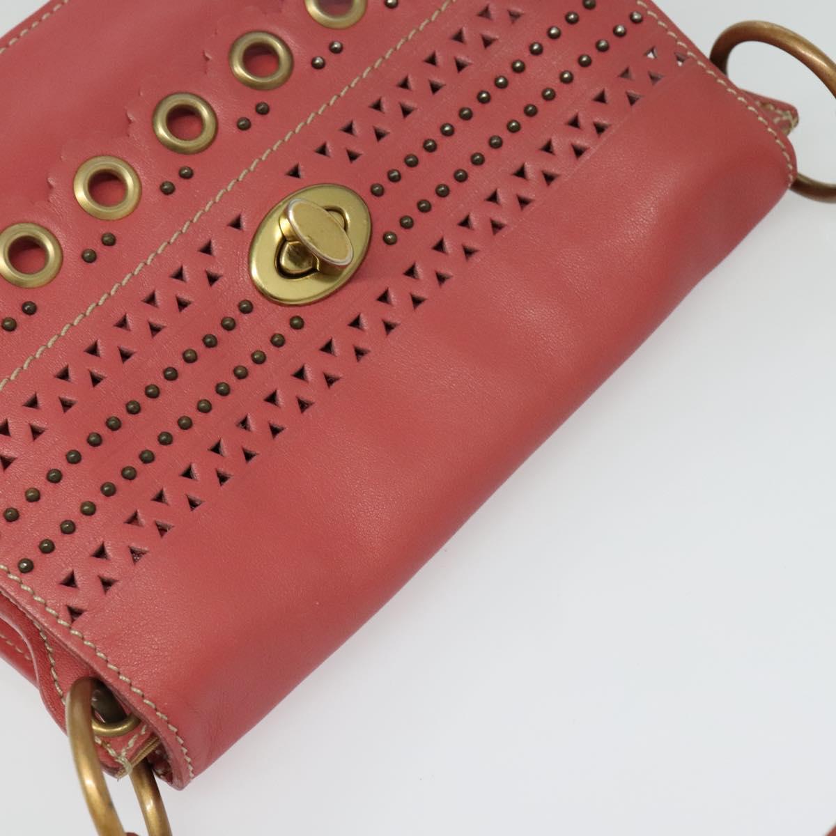 Miu Miu Shoulder Bag Leather Pink Gold Auth 140313