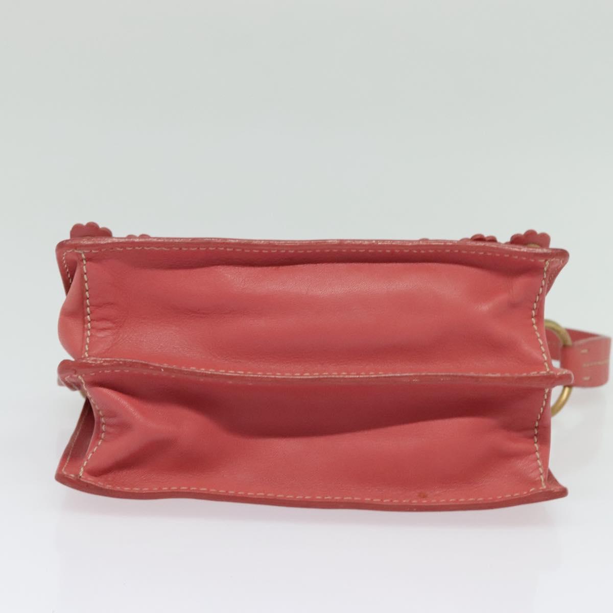 Miu Miu Shoulder Bag Leather Pink Gold Auth 140313