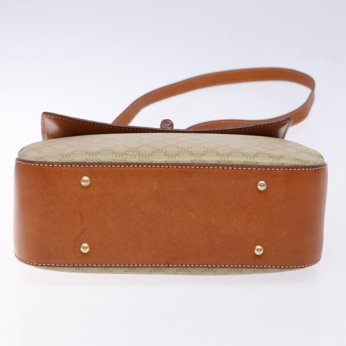 CELINE Macadam Canvas Hand Bag PVC 2way Beige Gold Auth 140317