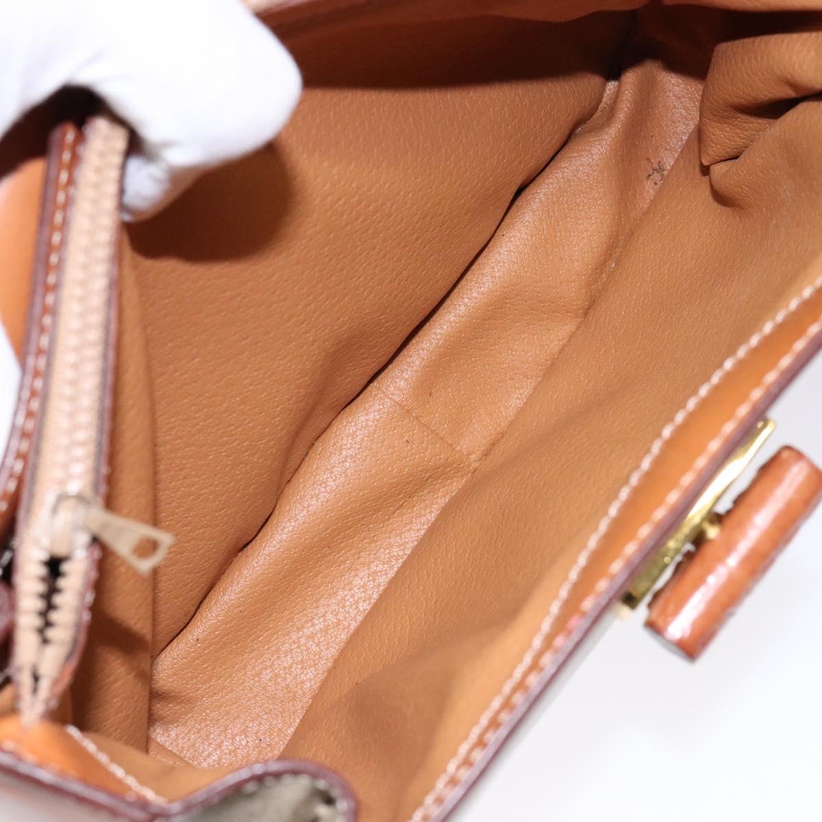 CELINE Macadam Canvas Hand Bag PVC 2way Beige Gold Auth 140317