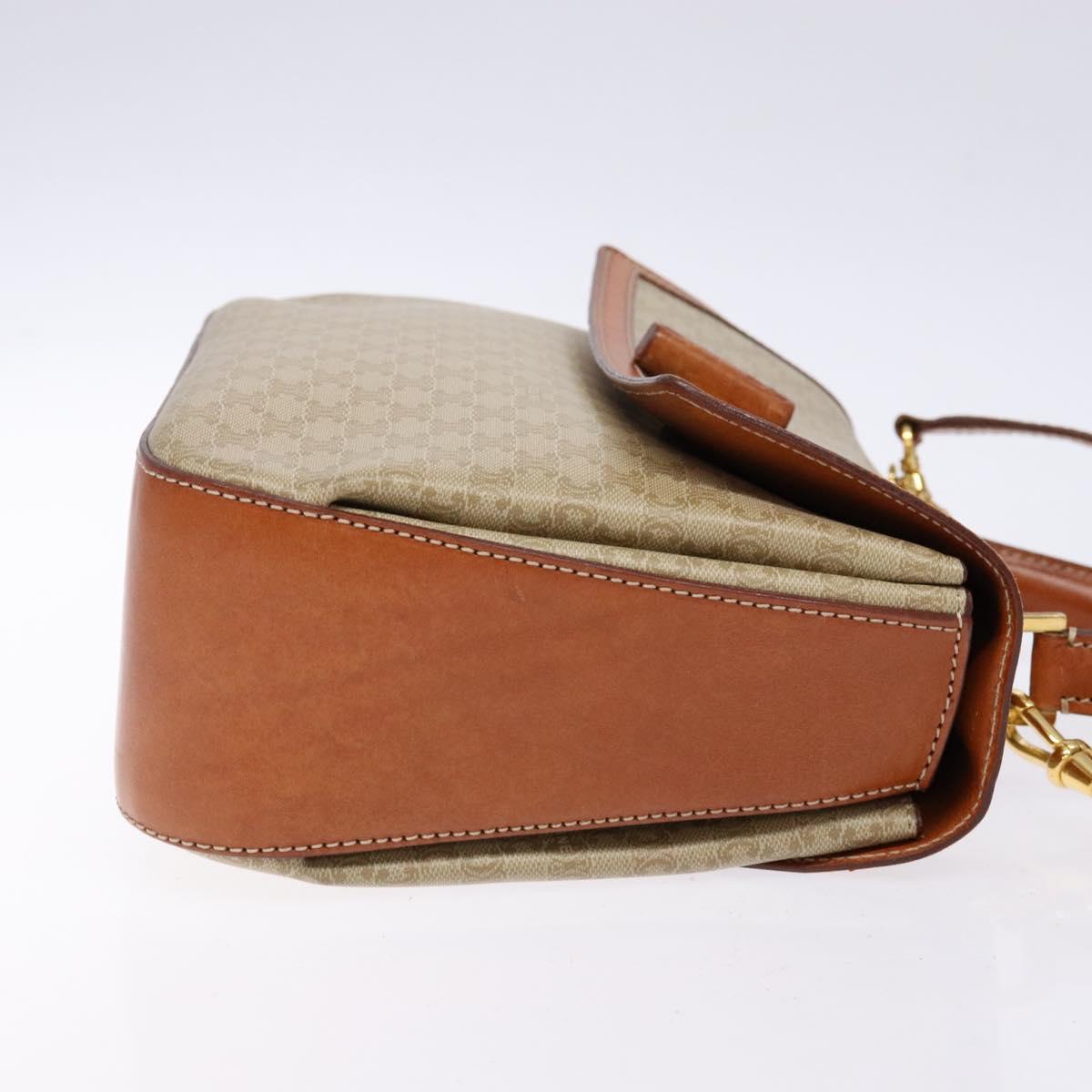 CELINE Macadam Canvas Hand Bag PVC 2way Beige Gold Auth 140317