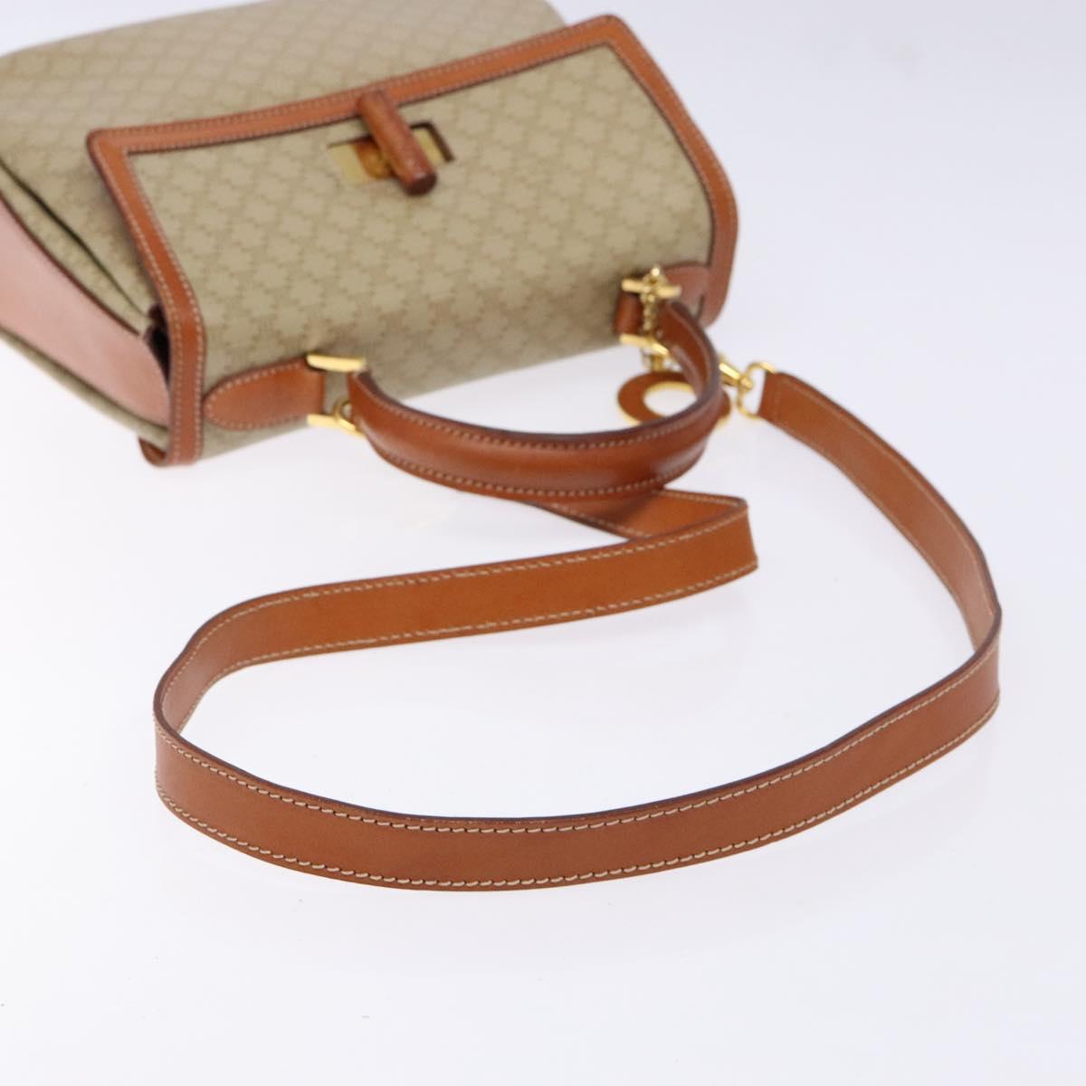 CELINE Macadam Canvas Hand Bag PVC 2way Beige Gold Auth 140317