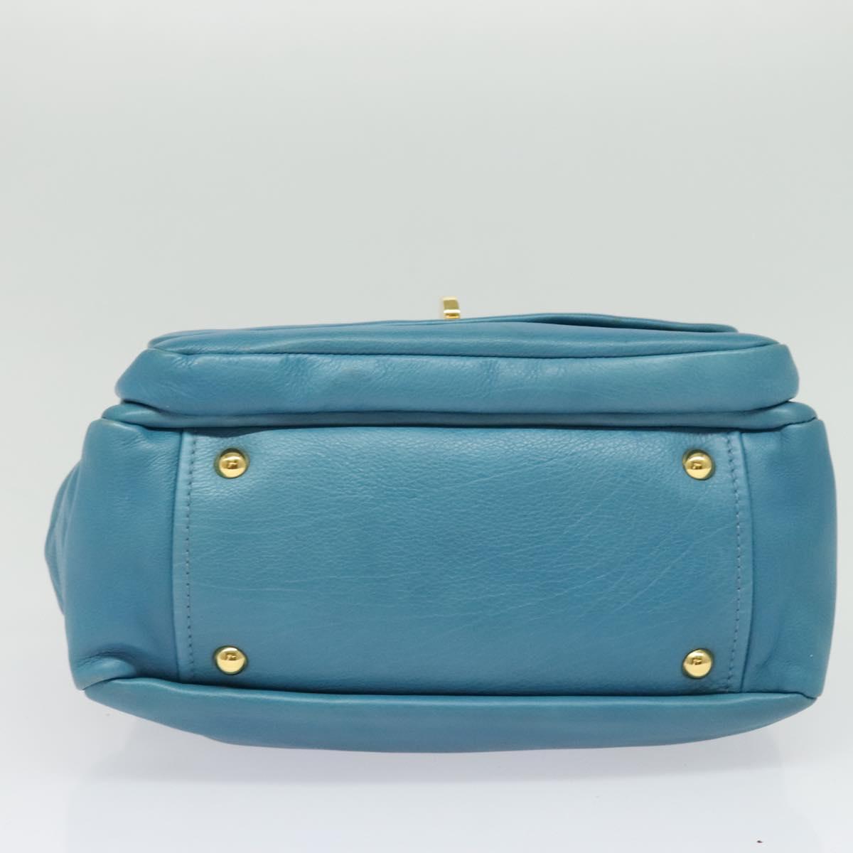 Miu Miu Hand Bag Leather 2way Blue Gold Auth 140336
