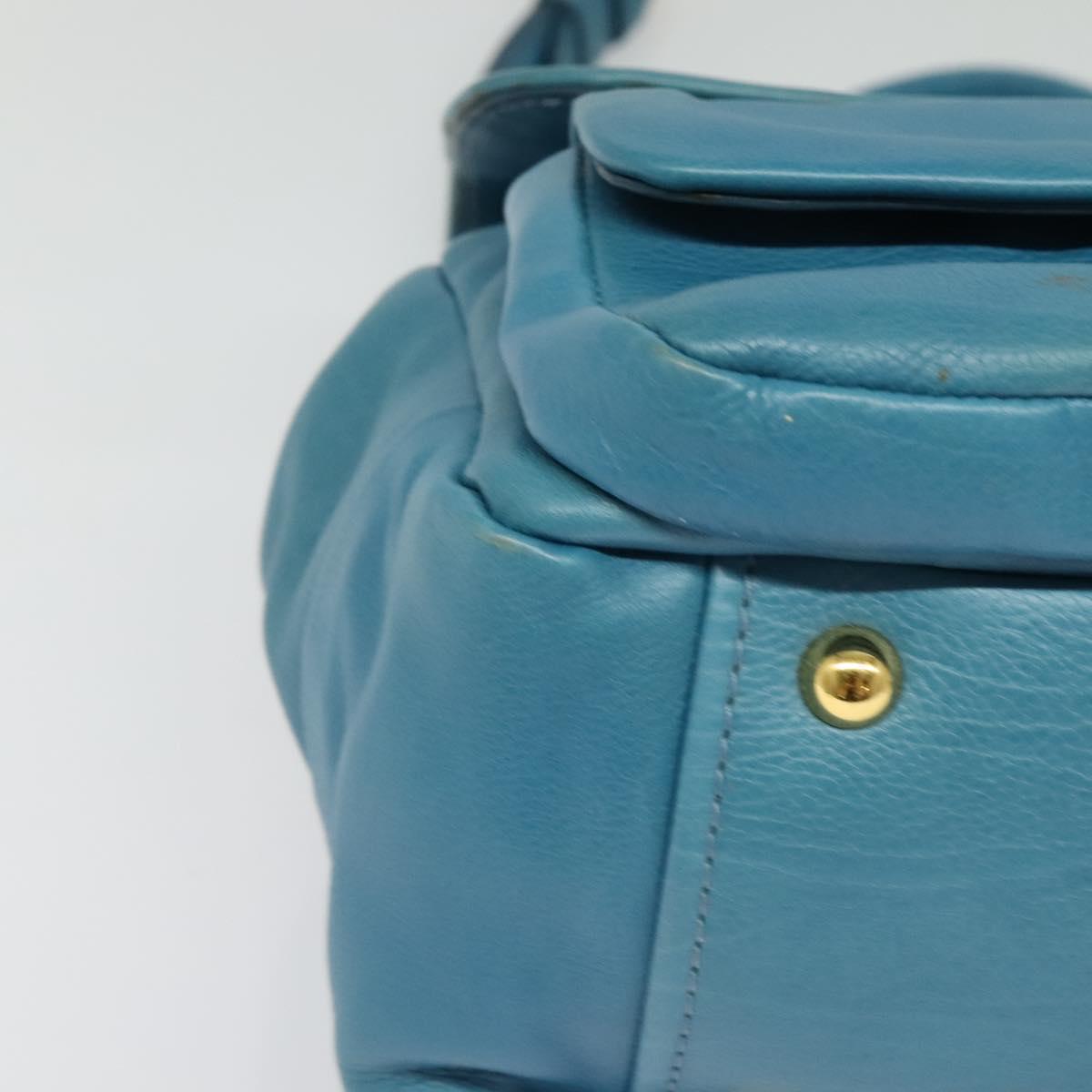Miu Miu Hand Bag Leather 2way Blue Gold Auth 140336