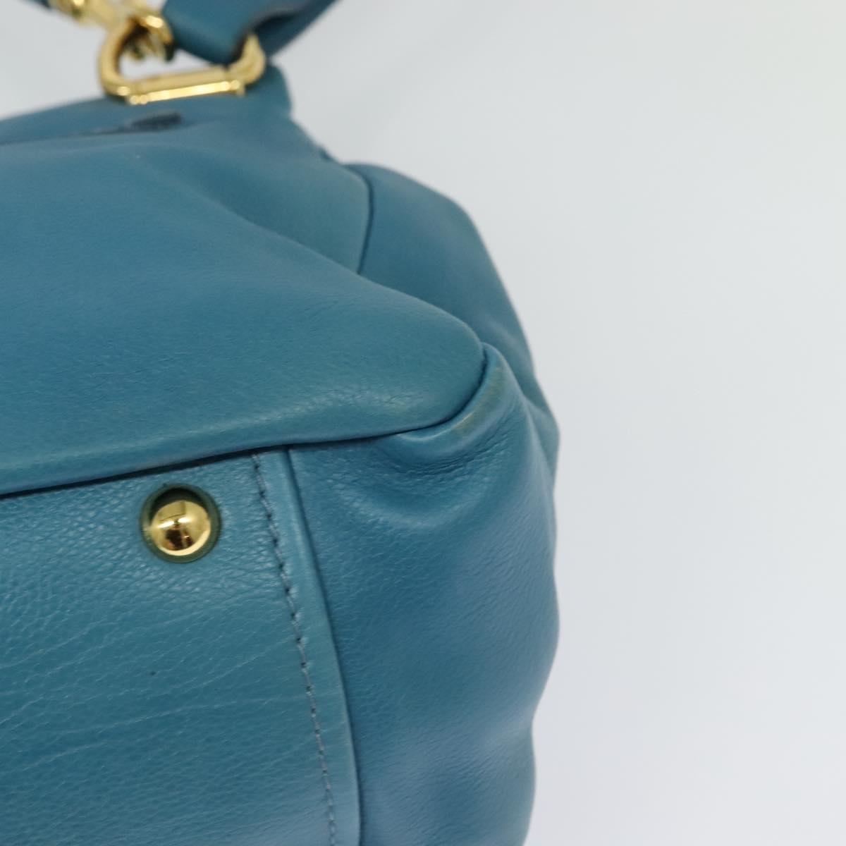 Miu Miu Hand Bag Leather 2way Blue Gold Auth 140336