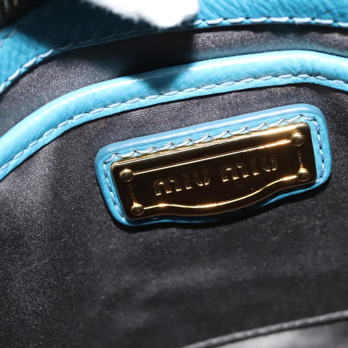 Miu Miu Hand Bag Leather 2way Blue Gold Auth 140336