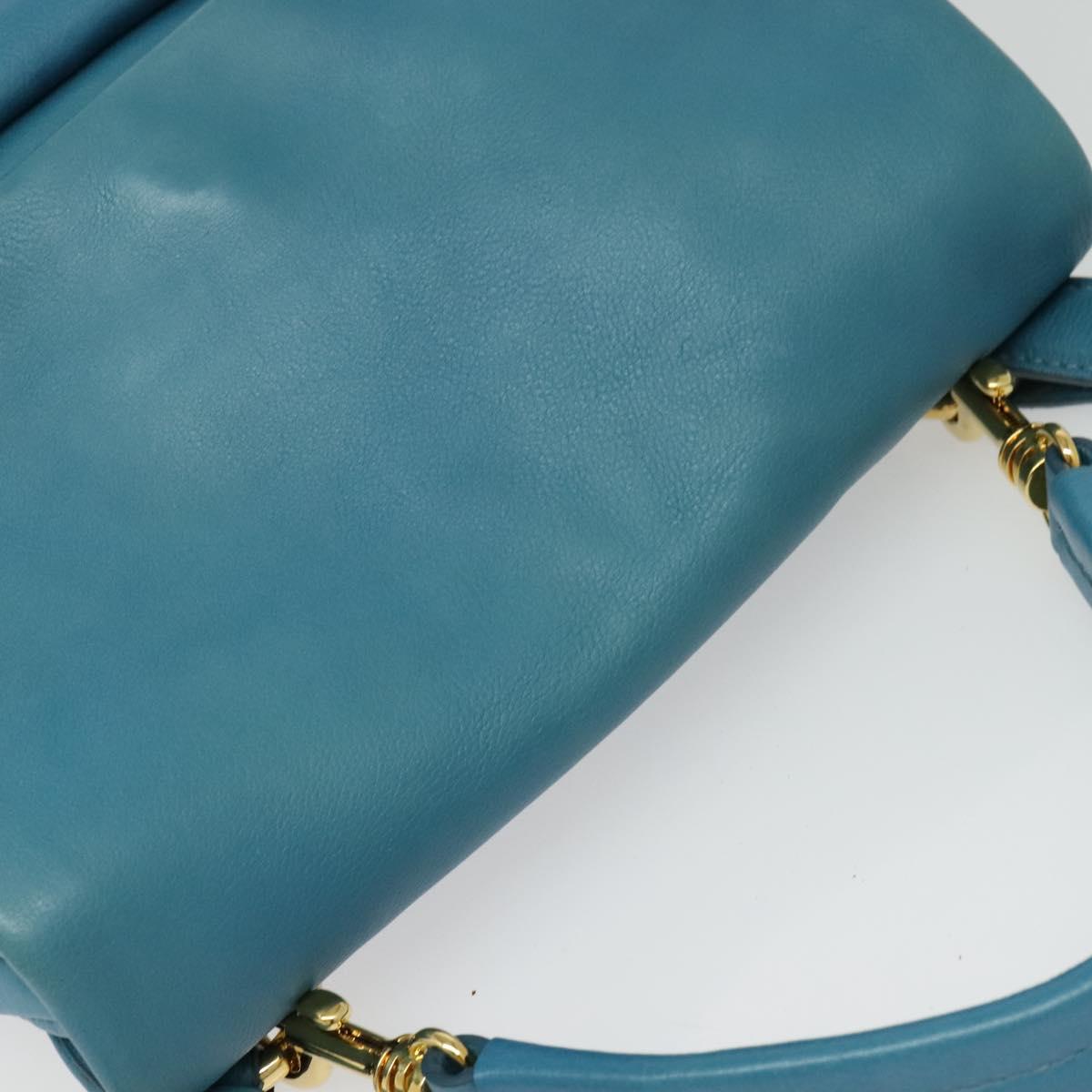 Miu Miu Hand Bag Leather 2way Blue Gold Auth 140336