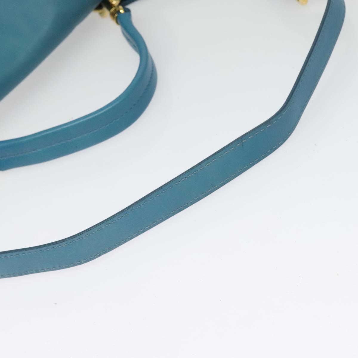 Miu Miu Hand Bag Leather 2way Blue Gold Auth 140336
