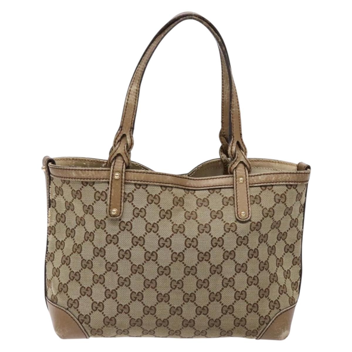 GUCCI GG Canvas Tote Bag Beige Gold 269878 Auth 140339