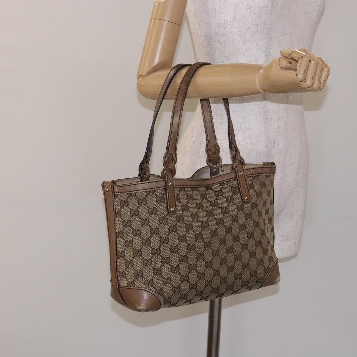 GUCCI GG Canvas Tote Bag Beige Gold 269878 Auth 140339