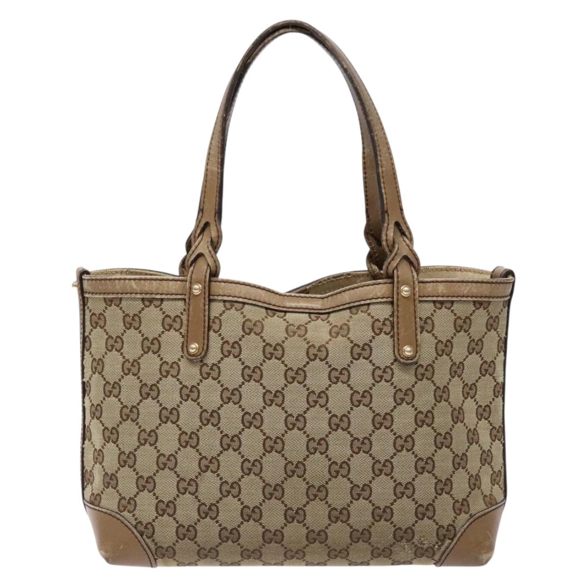 GUCCI GG Canvas Tote Bag Beige Gold 269878 Auth 140339