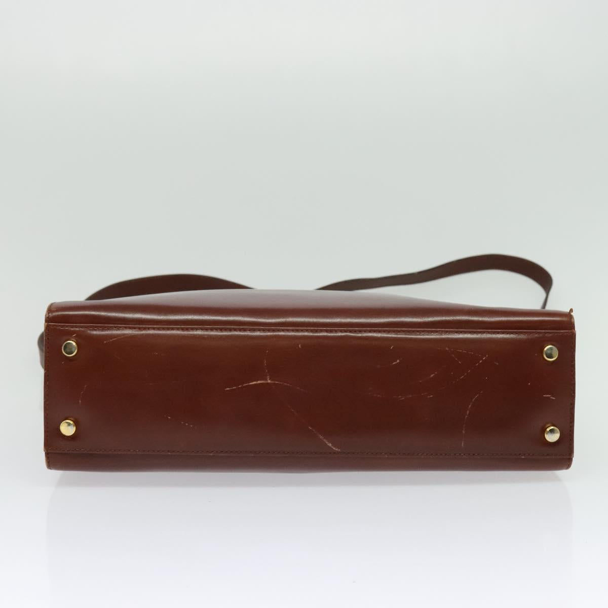 Salvatore Ferragamo Gancini Hand Bag Leather 2way Brown Gold Auth 140342