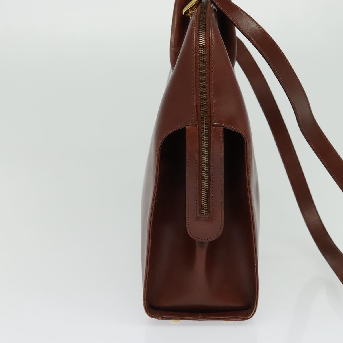 Salvatore Ferragamo Gancini Hand Bag Leather 2way Brown Gold Auth 140342