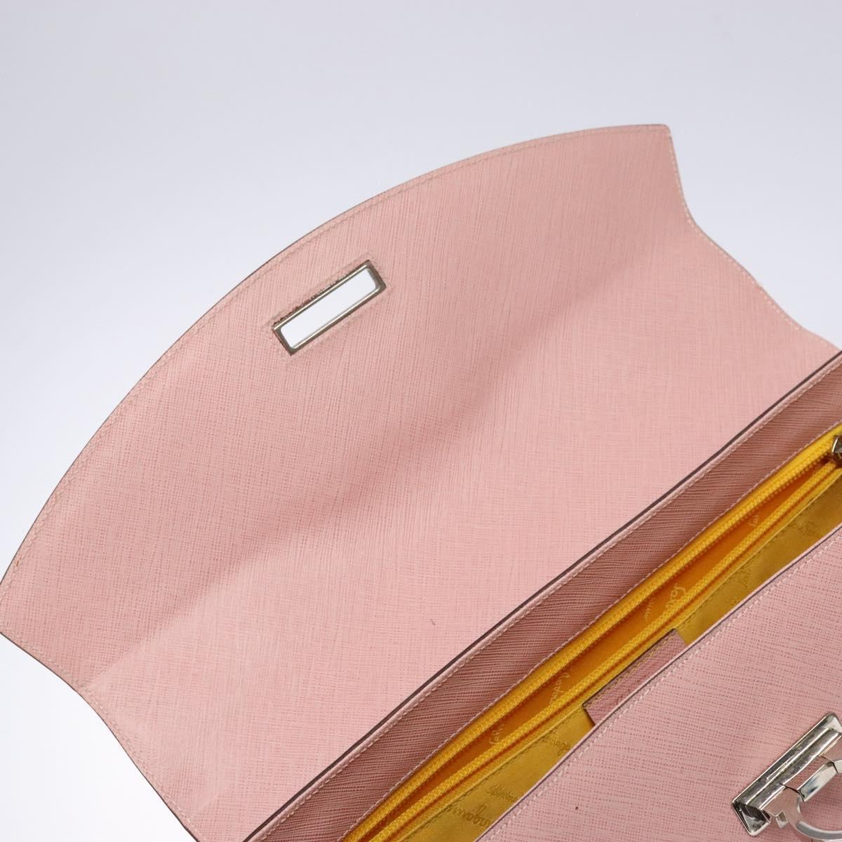 Salvatore Ferragamo Gancini Hand Bag Leather Pink Silver Auth 140343