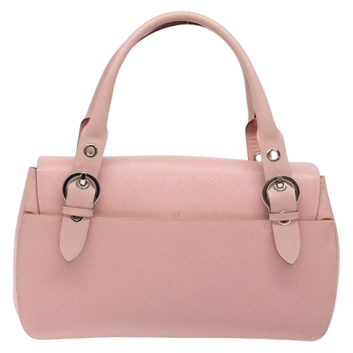 Salvatore Ferragamo Gancini Hand Bag Leather Pink Silver Auth 140343