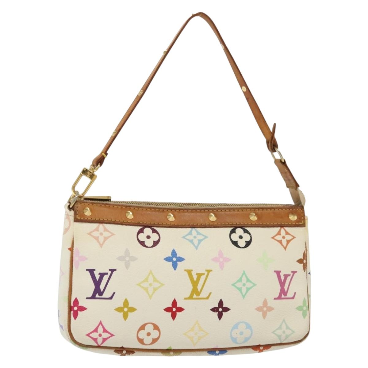LOUIS VUITTON Monogram Multicolor Pochette Pouch White M92649 LV Auth 140354