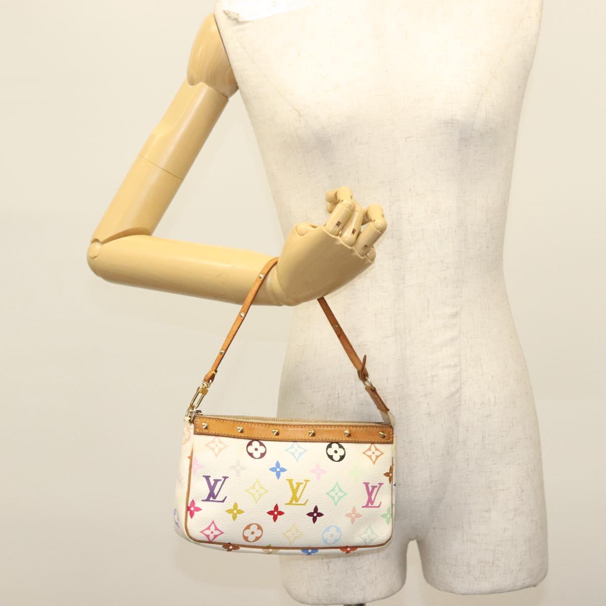 LOUIS VUITTON Monogram Multicolor Pochette Pouch White M92649 LV Auth 140354