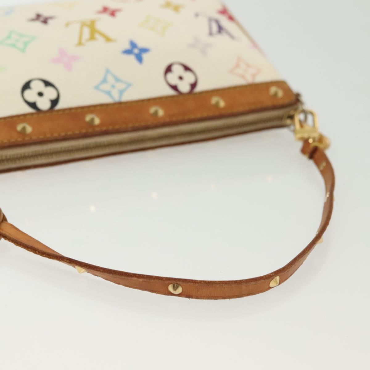 LOUIS VUITTON Monogram Multicolor Pochette Pouch White M92649 LV Auth 140354