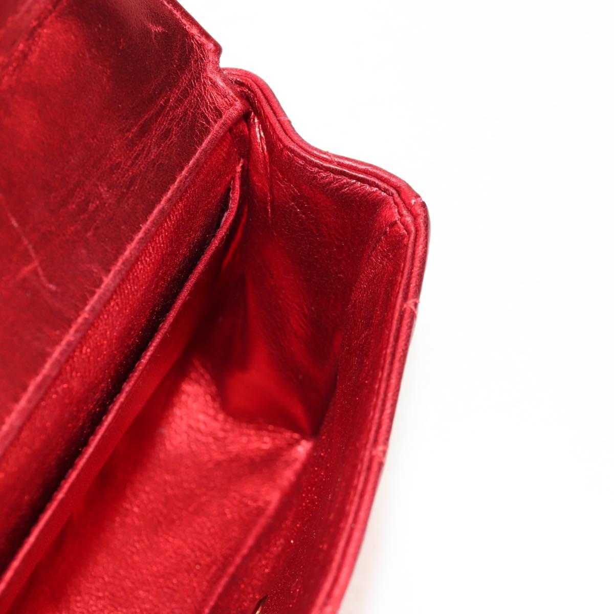 CHANEL Matelasse Top Handle Hand Bag Leather Red Gold CC Auth 140357M