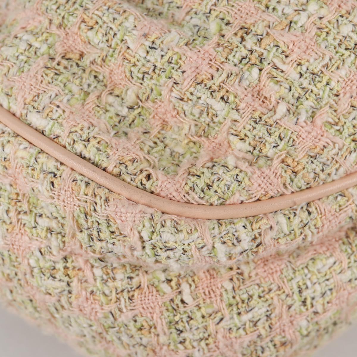 CHANEL Hand Bag Tweed Pink Gold CC Auth 140361V