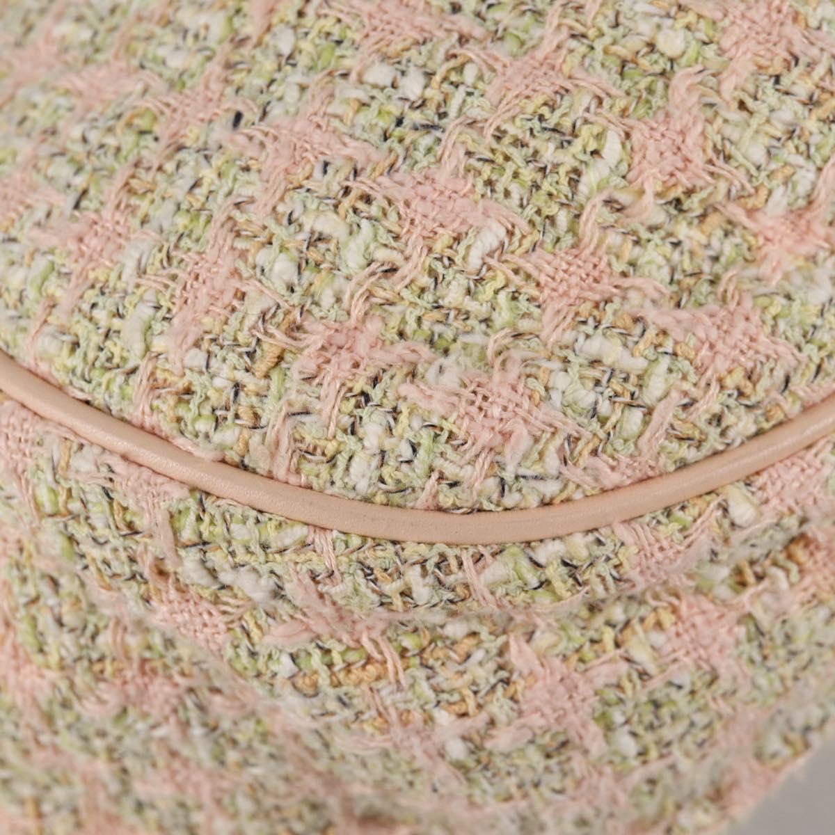 CHANEL Hand Bag Tweed Pink Gold CC Auth 140361V