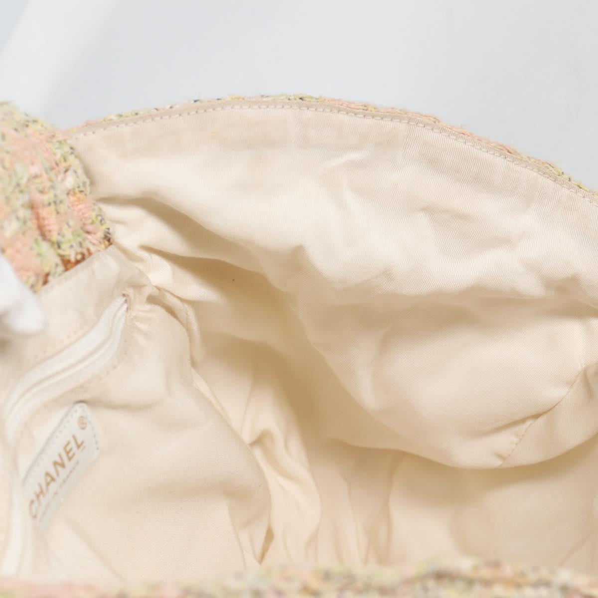 CHANEL Hand Bag Tweed Pink Gold CC Auth 140361V