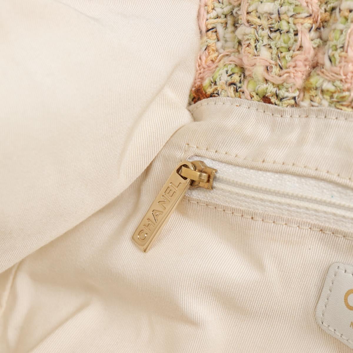 CHANEL Hand Bag Tweed Pink Gold CC Auth 140361V