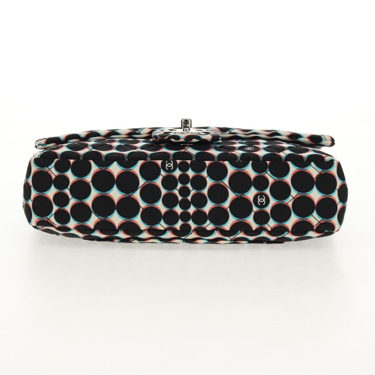 CHANEL Matelasse Chain Shoulder Bag Nylon Black Silver CC Auth 140364M