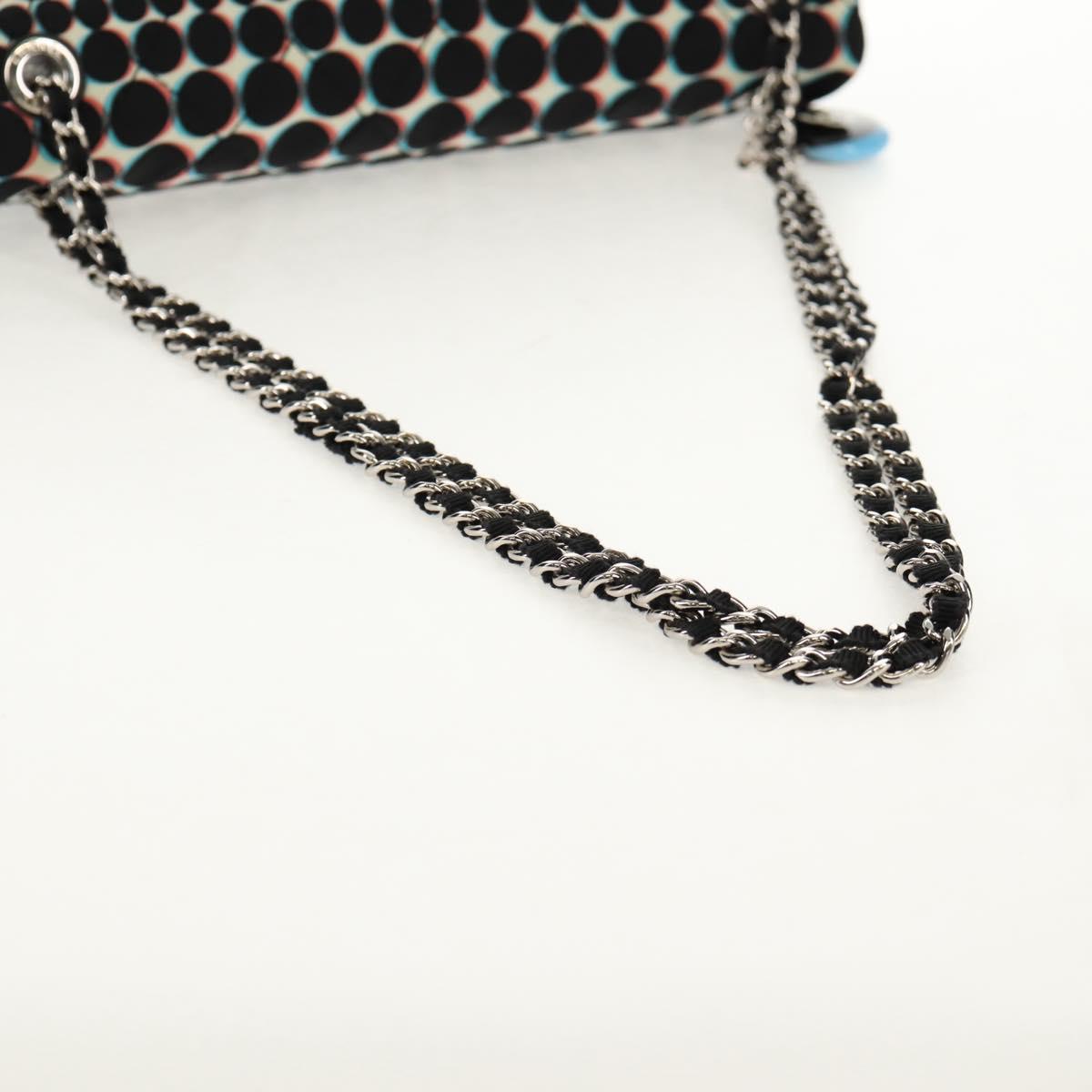 CHANEL Matelasse Chain Shoulder Bag Nylon Black Silver CC Auth 140364M