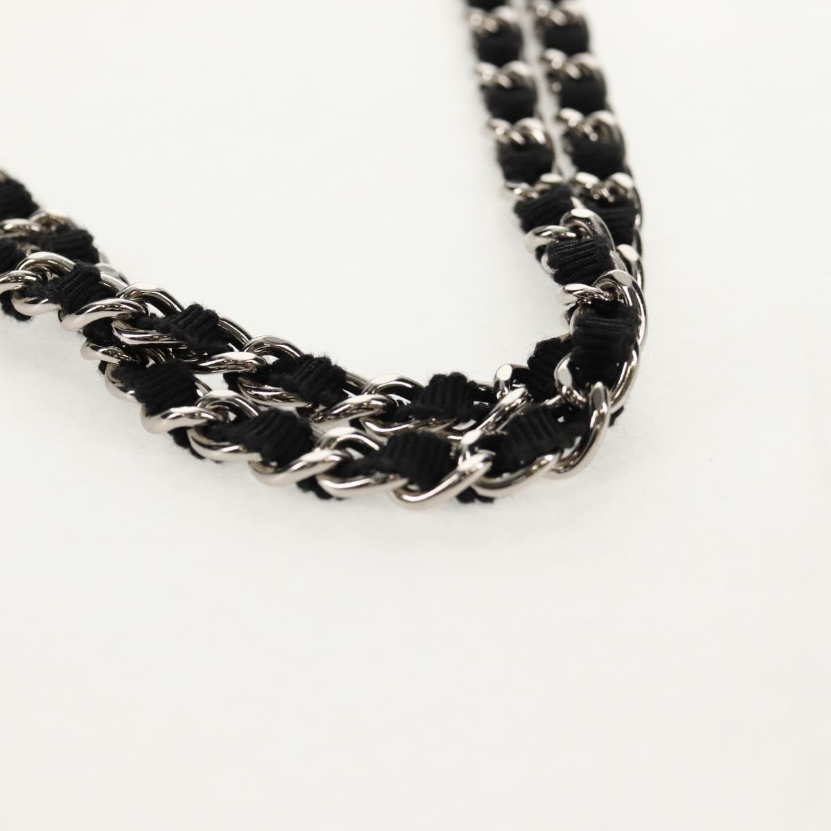 CHANEL Matelasse Chain Shoulder Bag Nylon Black Silver CC Auth 140364M