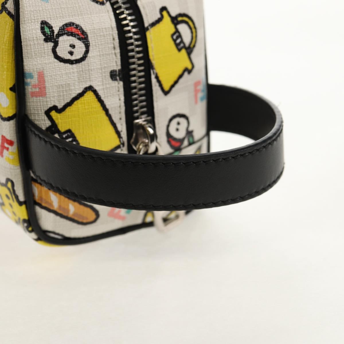 FENDI Zucca Canvas Pouch White Silver Auth 140366M